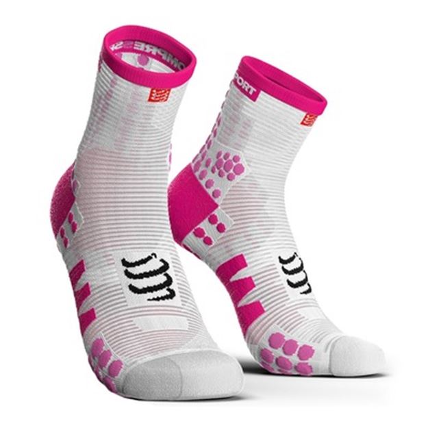 Picture of COMPRESSPORT - PRO RACING RUN SOCK HIGH CUT V3.0 WHITE/ PINK